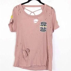NWT Chaser Woman’s S/S Distressed Tee Size Medium